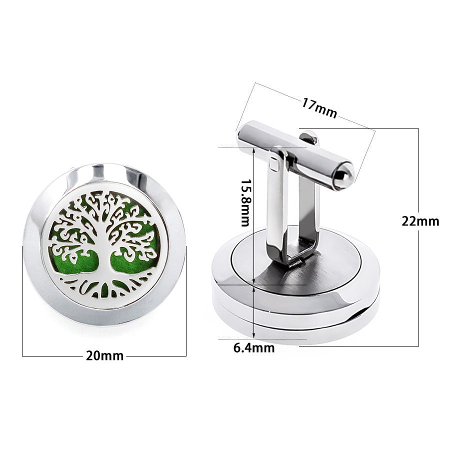 KTX-616467 Hollow Design Stainless Steel Cufflinks for Aromatherapy with Essential Oil Chamber