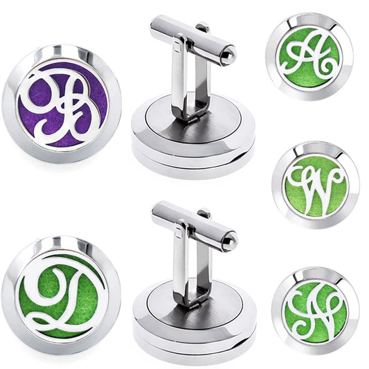 KTX-616467 Hollow Design Stainless Steel Cufflinks for Aromatherapy with Essential Oil Chamber