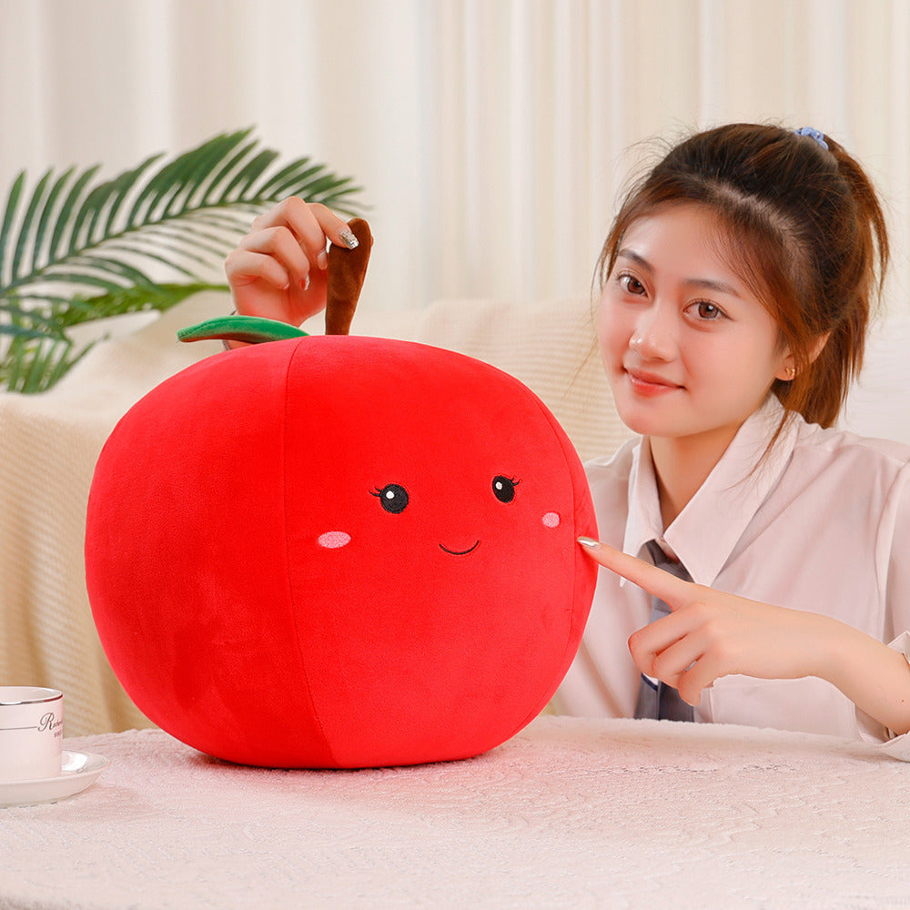 KTX-616595 Cartoon Fruit Plush Pillow Toy for Kids - Orange, Apple, Kiwi, Watermelon, Pepper, Peas Options