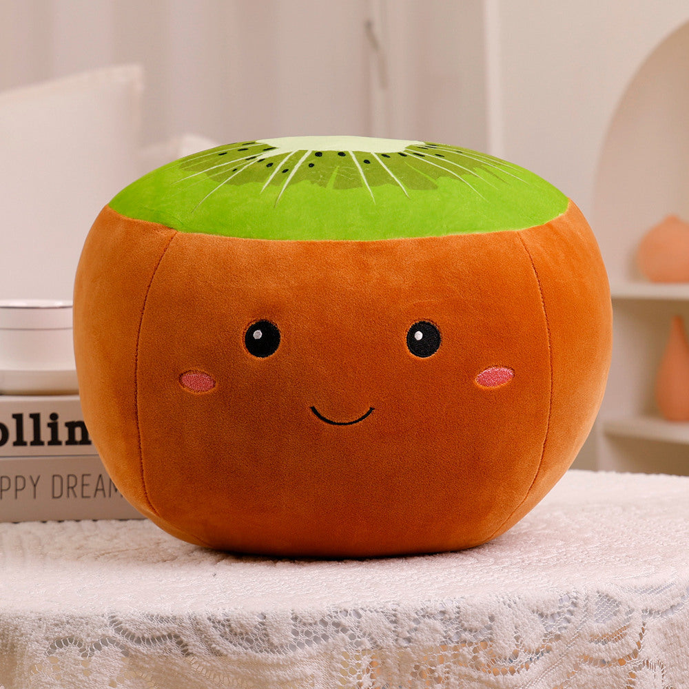KTX-616595 Cartoon Fruit Plush Pillow Toy for Kids - Orange, Apple, Kiwi, Watermelon, Pepper, Peas Options