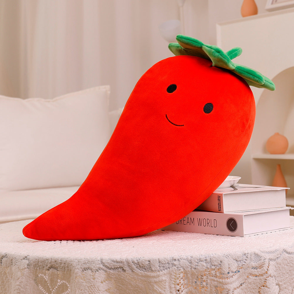 KTX-616595 Cartoon Fruit Plush Pillow Toy for Kids - Orange, Apple, Kiwi, Watermelon, Pepper, Peas Options