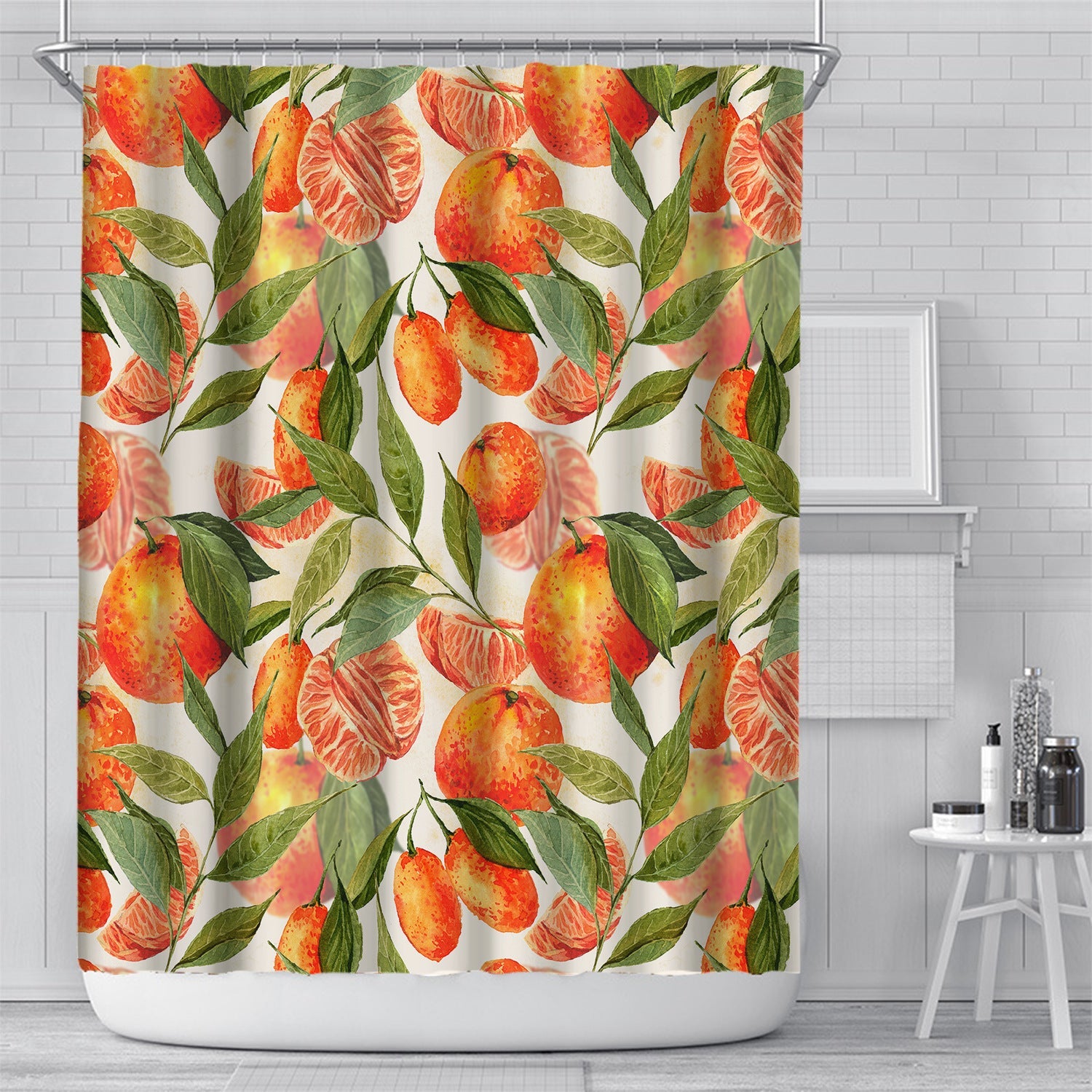KTX-617491 Customizable Plant Waterproof Mildew-Proof Bathroom Shower Curtain with Hooks, 180cm x 180cm
