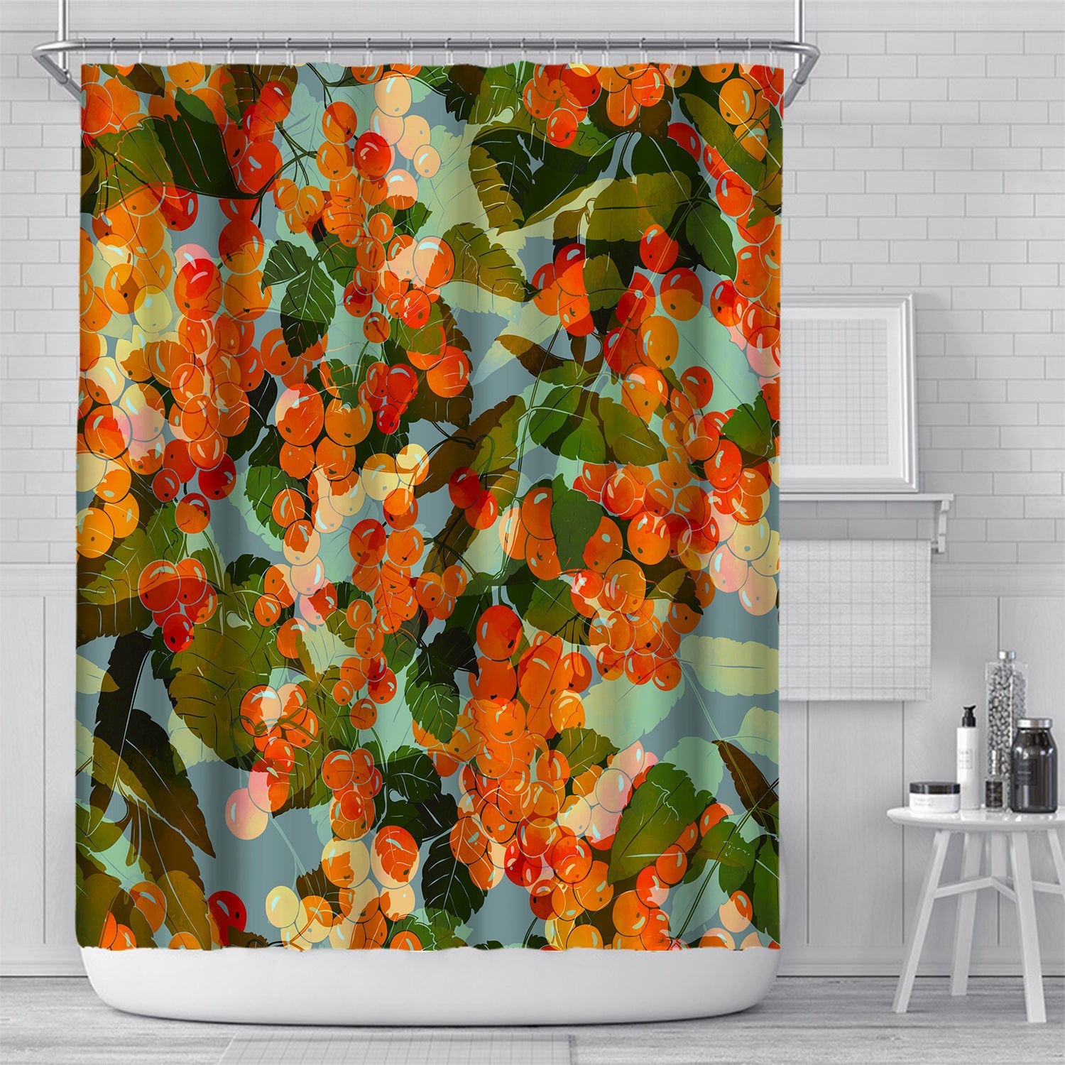 KTX-617491 Customizable Plant Waterproof Mildew-Proof Bathroom Shower Curtain with Hooks, 180cm x 180cm