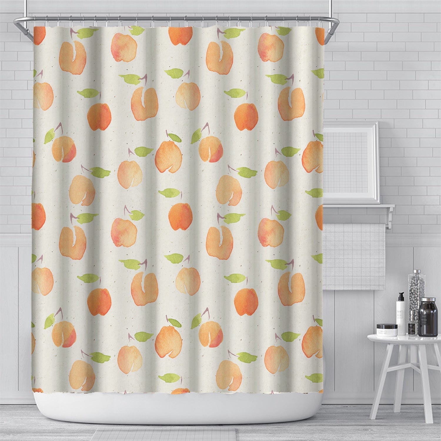 KTX-617491 Customizable Plant Waterproof Mildew-Proof Bathroom Shower Curtain with Hooks, 180cm x 180cm