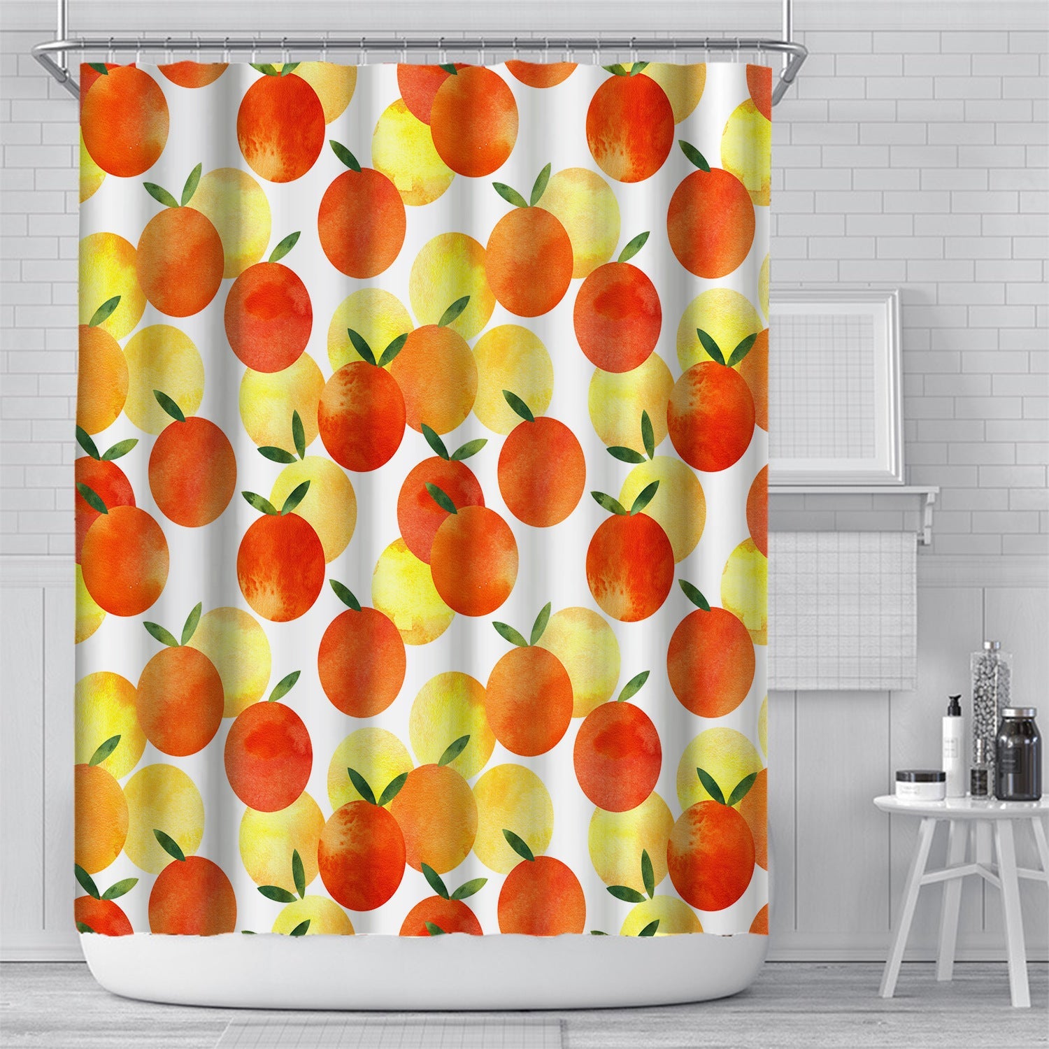 KTX-617491 Customizable Plant Waterproof Mildew-Proof Bathroom Shower Curtain with Hooks, 180cm x 180cm