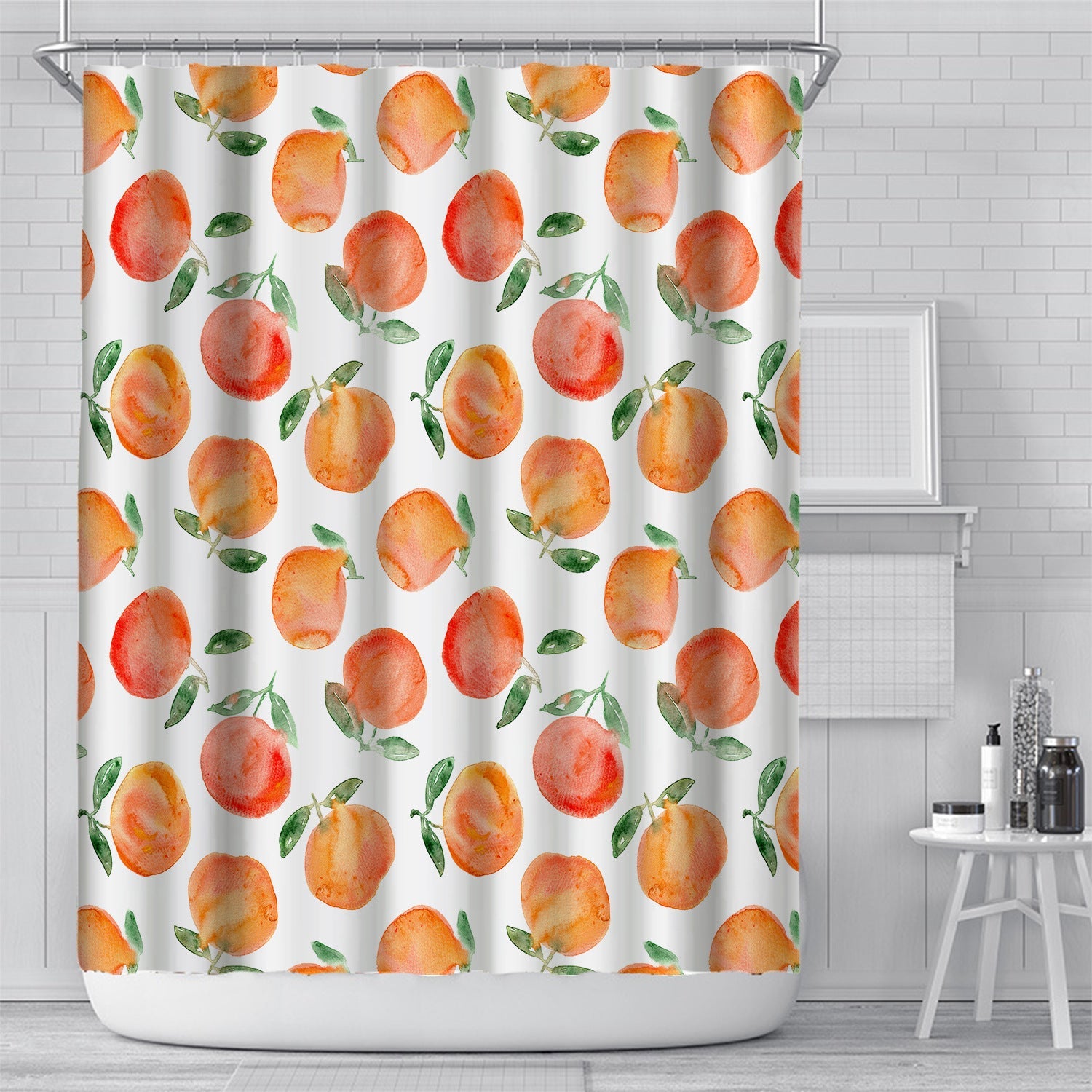 KTX-617491 Customizable Plant Waterproof Mildew-Proof Bathroom Shower Curtain with Hooks, 180cm x 180cm