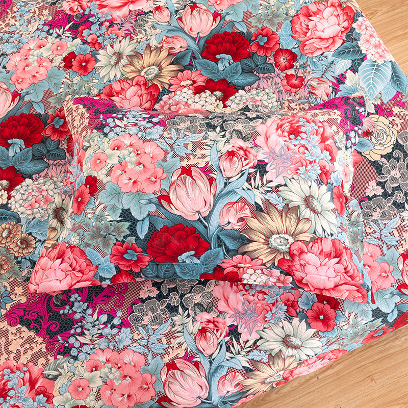 KTX-617619 Floral Cotton Mattress Sheet Set for Single Beds - Multiple Sizes Available