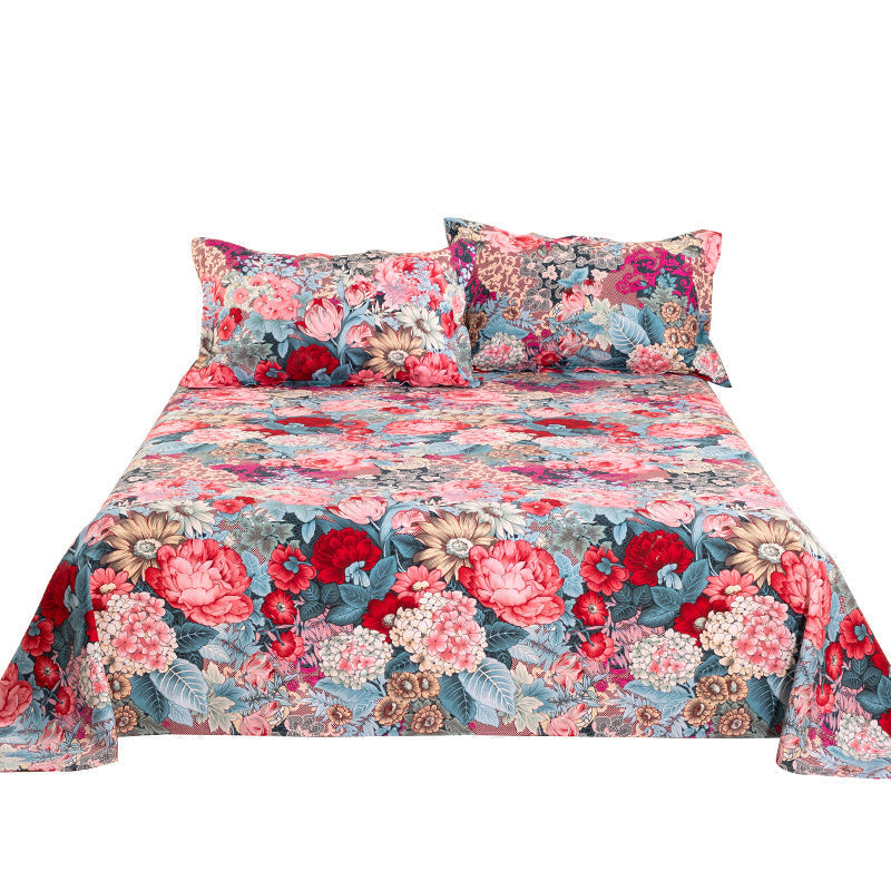 KTX-617619 Floral Cotton Mattress Sheet Set for Single Beds - Multiple Sizes Available