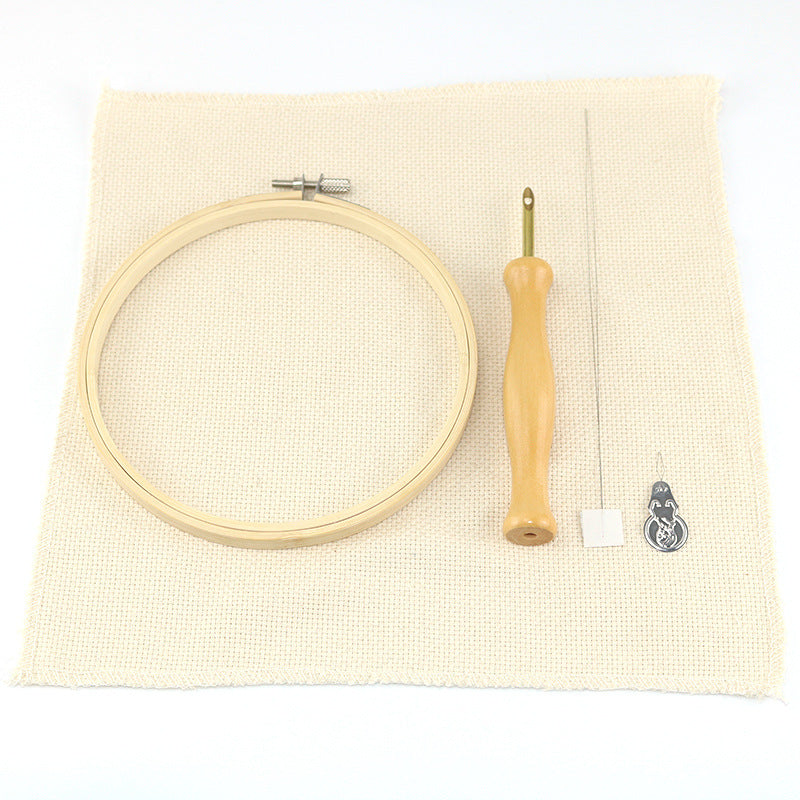 KTX-617619 Poke Needle Embroidery Set with Bamboo Ring and Accessories for Creative Crafting