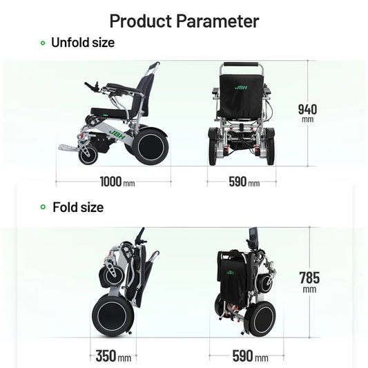KTX-617811 Folding Electric Wheelchair with 500W Dual Motor and Removable Battery, 20km Range, Lightweight Aluminum Frame