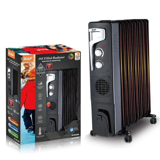 KTX-618707 2400W Oil Filled Radiator with Adjustable Thermostat and Overheat Protection, Portable Freestanding Heater