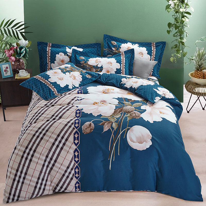 KTX-619411 Pure Cotton Four-Piece Bedding Set - Soft Sanding Fabric, Quilt Cover 200x230cm, Includes Pillowcases and Sheet