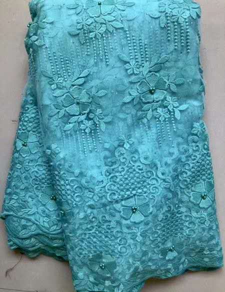 KTX-619923 Cotton Lace Embroidery Fabric - 100% Polyester, 145cm Wide, Ideal for Spring & Summer Projects