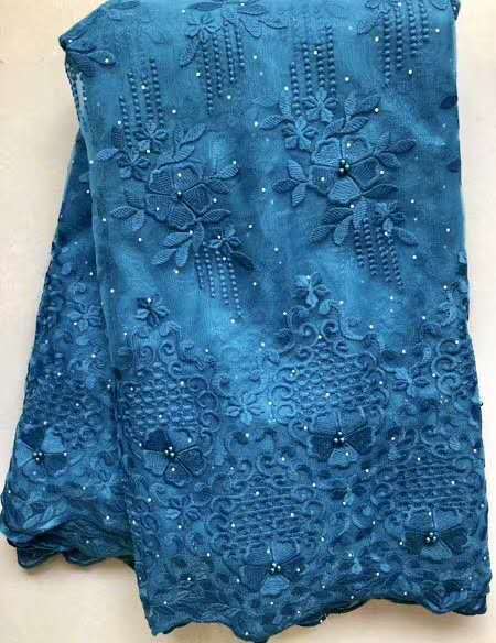KTX-619923 Cotton Lace Embroidery Fabric - 100% Polyester, 145cm Wide, Ideal for Spring & Summer Projects