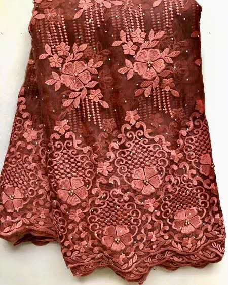 KTX-619923 Cotton Lace Embroidery Fabric - 100% Polyester, 145cm Wide, Ideal for Spring & Summer Projects