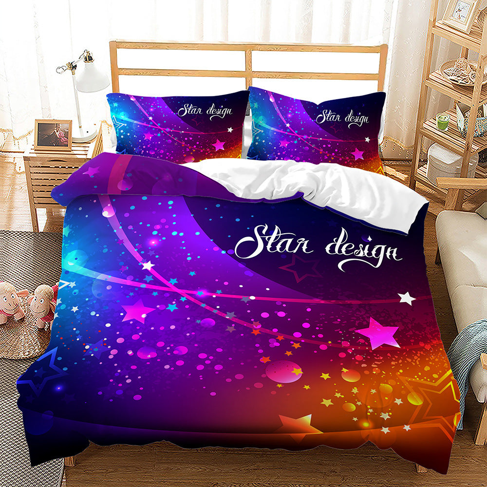 KTX-620243 Music Rainbow 3D Digital Print Bed Sheet Set - Modern Chemical Fiber Design in Multiple Dimensions