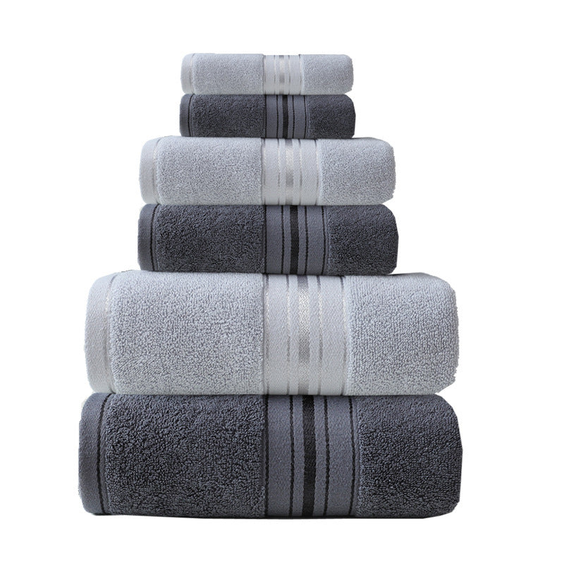 KTX-620819 Cotton Absorbent Towel Set in Various Colors - 6-Piece Collection