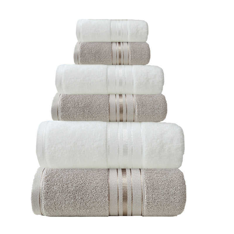 KTX-620819 Cotton Absorbent Towel Set in Various Colors - 6-Piece Collection