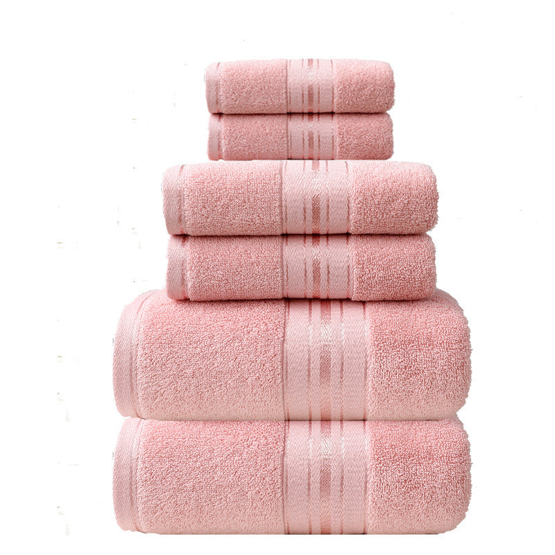 KTX-620819 Cotton Absorbent Towel Set in Various Colors - 6-Piece Collection