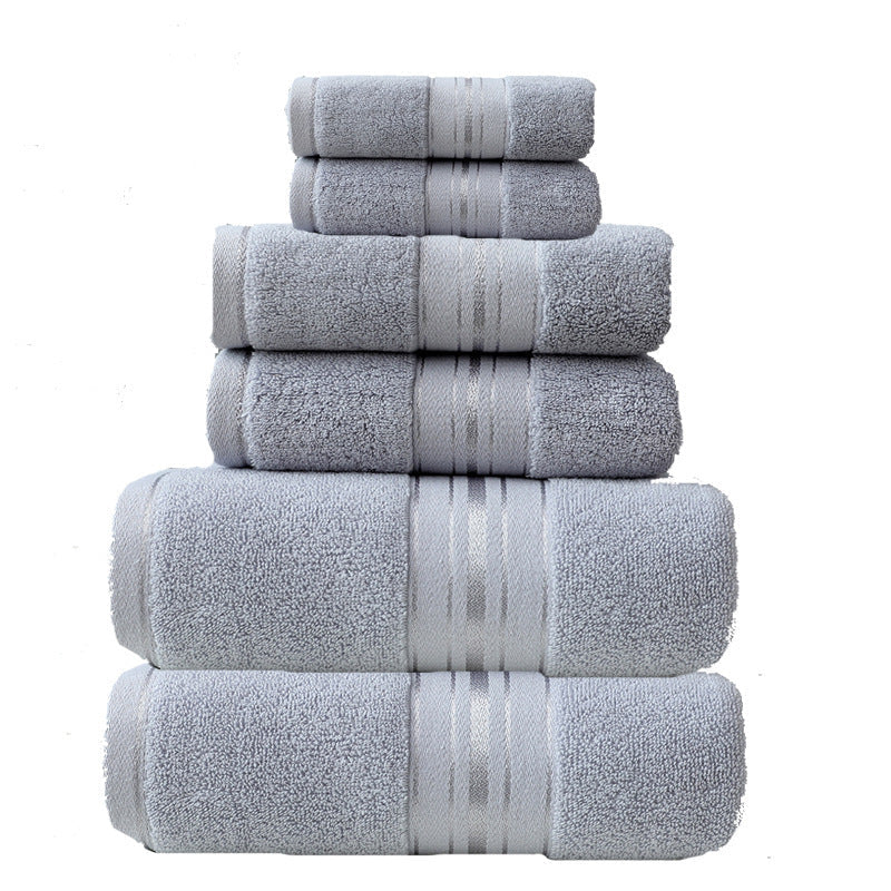 KTX-620819 Cotton Absorbent Towel Set in Various Colors - 6-Piece Collection