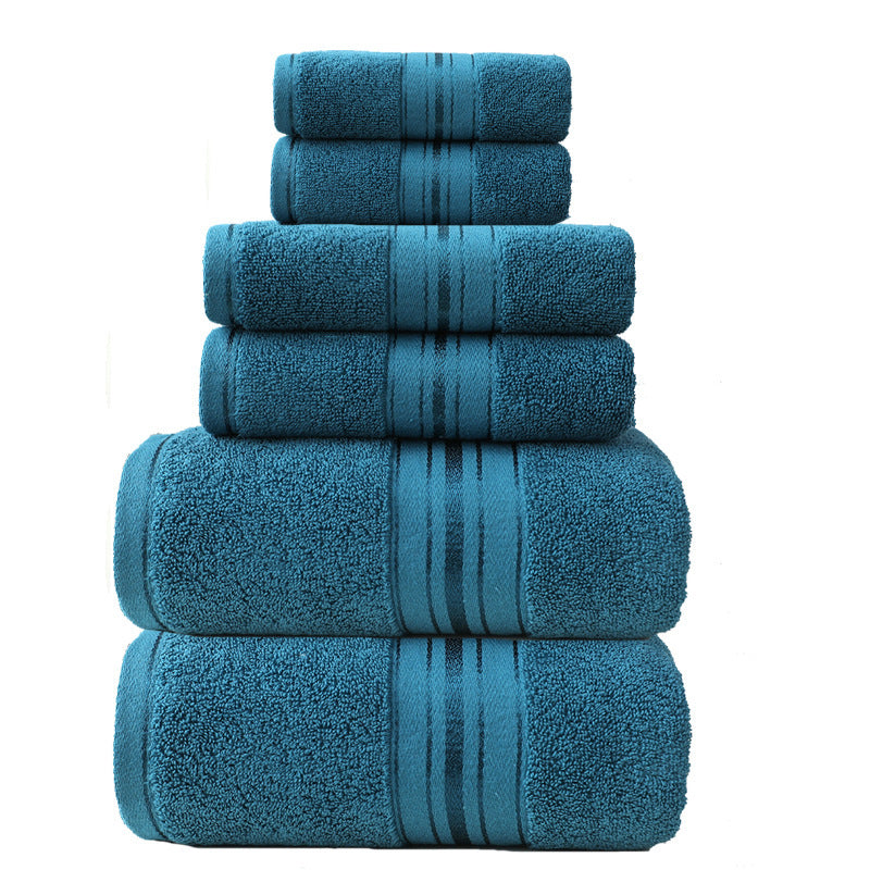 KTX-620819 Cotton Absorbent Towel Set in Various Colors - 6-Piece Collection