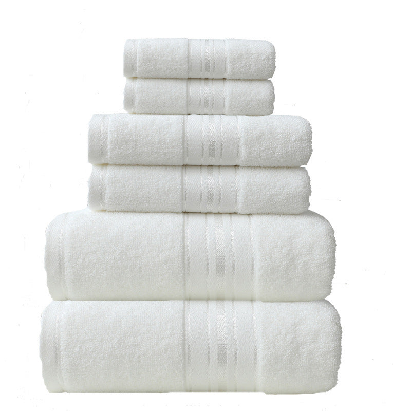 KTX-620819 Cotton Absorbent Towel Set in Various Colors - 6-Piece Collection