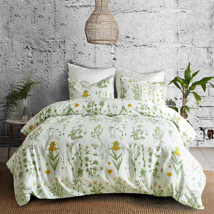 KTX-621011 Floral Polyester Duvet Cover Set - 3-Piece Bedding Collection