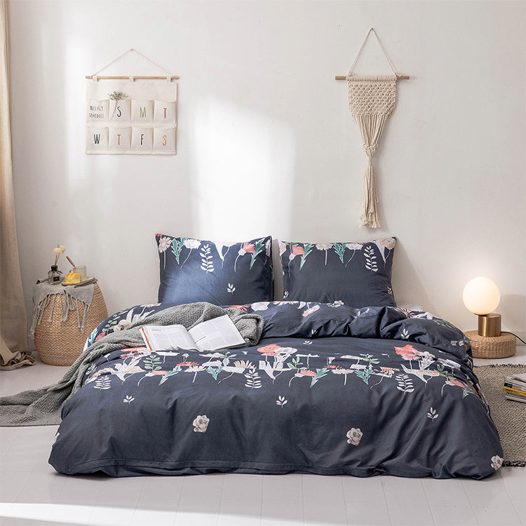KTX-621011 Floral Polyester Duvet Cover Set - 3-Piece Bedding Collection