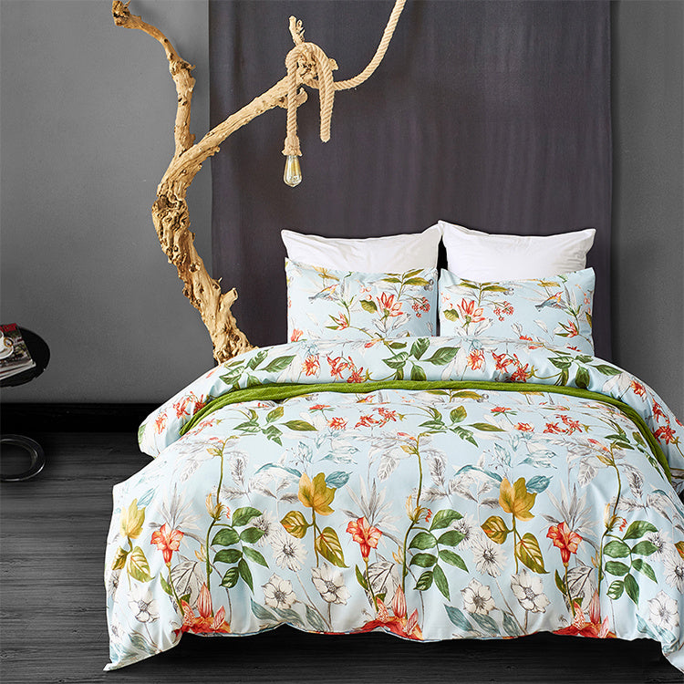 KTX-621011 Floral Polyester Duvet Cover Set - 3-Piece Bedding Collection