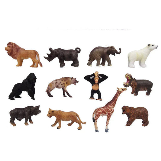 KTX-621075 Realistic 12 Piece Wild Animal Action Figure Set for Kids Ages 2 to 7