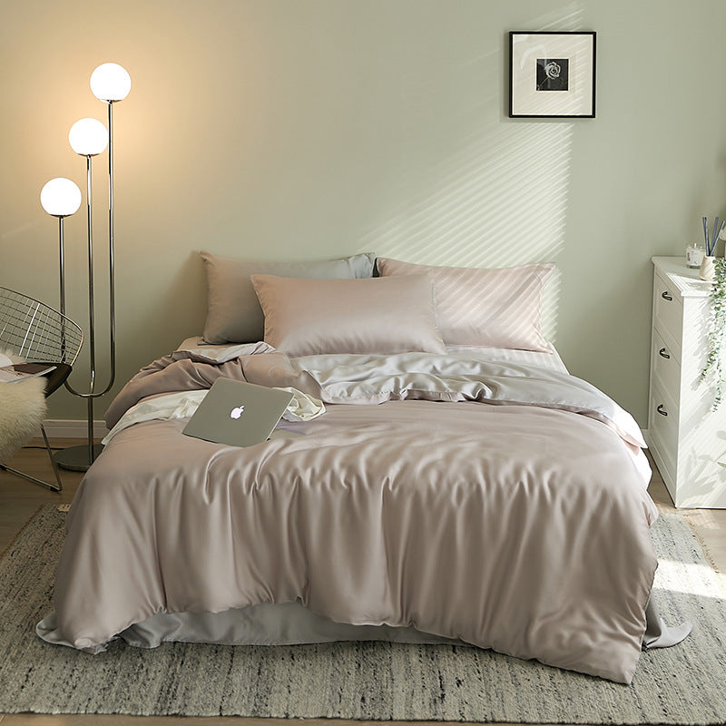 KTX-621075 Tencel Solid Color Bed Set - Four-Piece Collection with Various Color Options