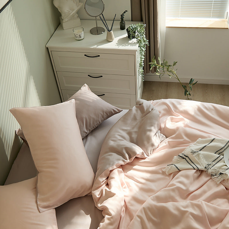 KTX-621075 Tencel Solid Color Bed Set - Four-Piece Collection with Various Color Options