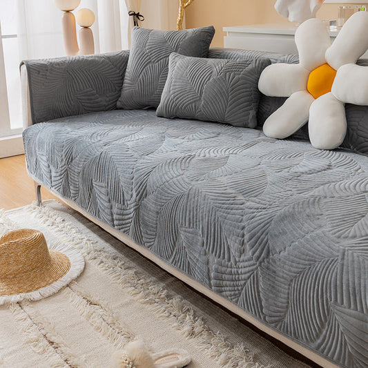 KTX-621139 Universal Solid Color Flannel Sofa Cover - All-Inclusive Dust Protection and Slipcover