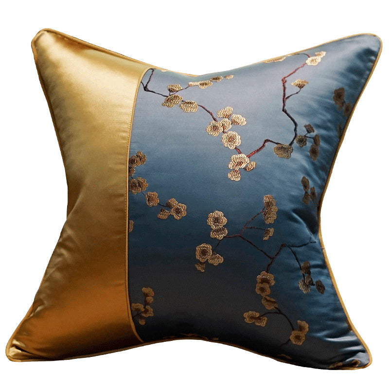 KTX-621395 Blue Chinese Style Cushion Cover for Mahogany Sofa - Elegant Home Fashion Accessory