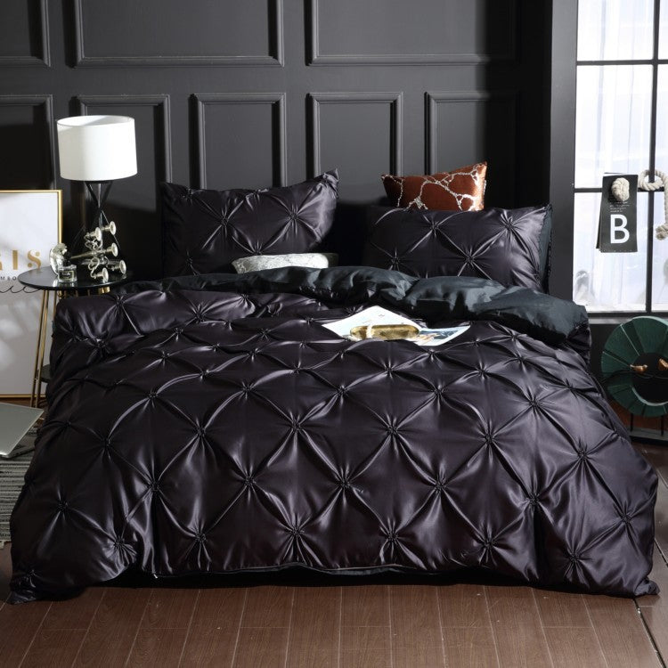 KTX-622163 Three-Piece Solid Color Duvet Cover Set with Washed Silk - Available in Multiple Elegant Shades