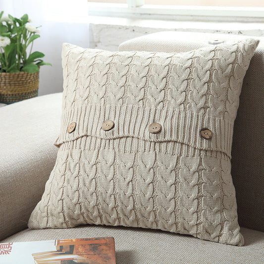 KTX-622291 Cotton Double Twist Knitted Pillowcase 45cm x 45cm, 100% Cotton, Without Core