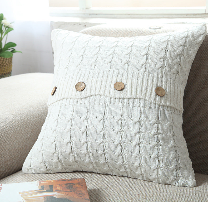 KTX-622291 Cotton Double Twist Knitted Pillowcase 45cm x 45cm, 100% Cotton, Without Core