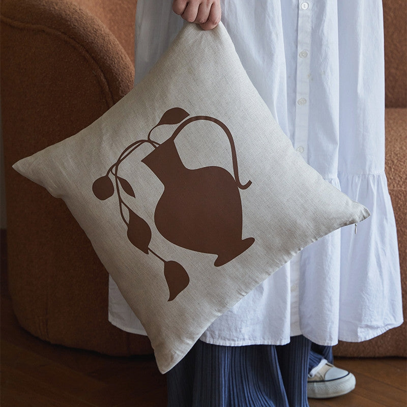 KTX-622547 Linen Embroidery Removable and Washable Sofa Pillow for Living Room - 45x45cm / 50x50cm