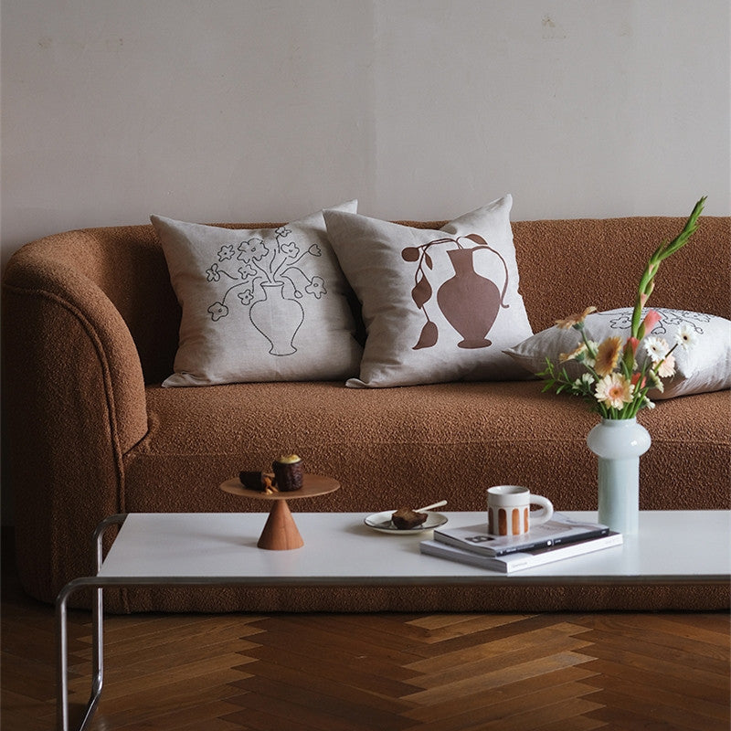 KTX-622547 Linen Embroidery Removable and Washable Sofa Pillow for Living Room - 45x45cm / 50x50cm