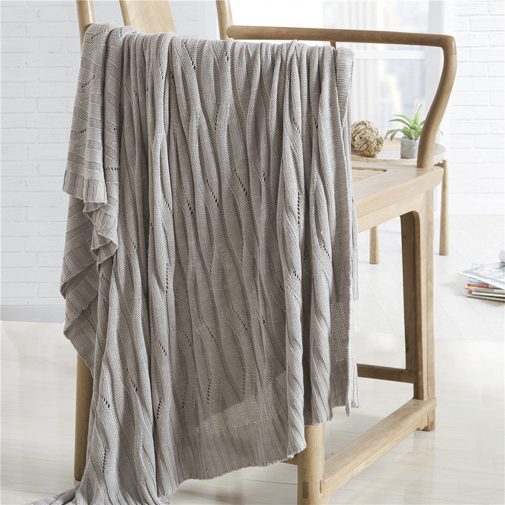 KTX-622867 Bamboo Fiber Knitted Towel Blanket in Striped Design for Summer - Sizes S and M Available