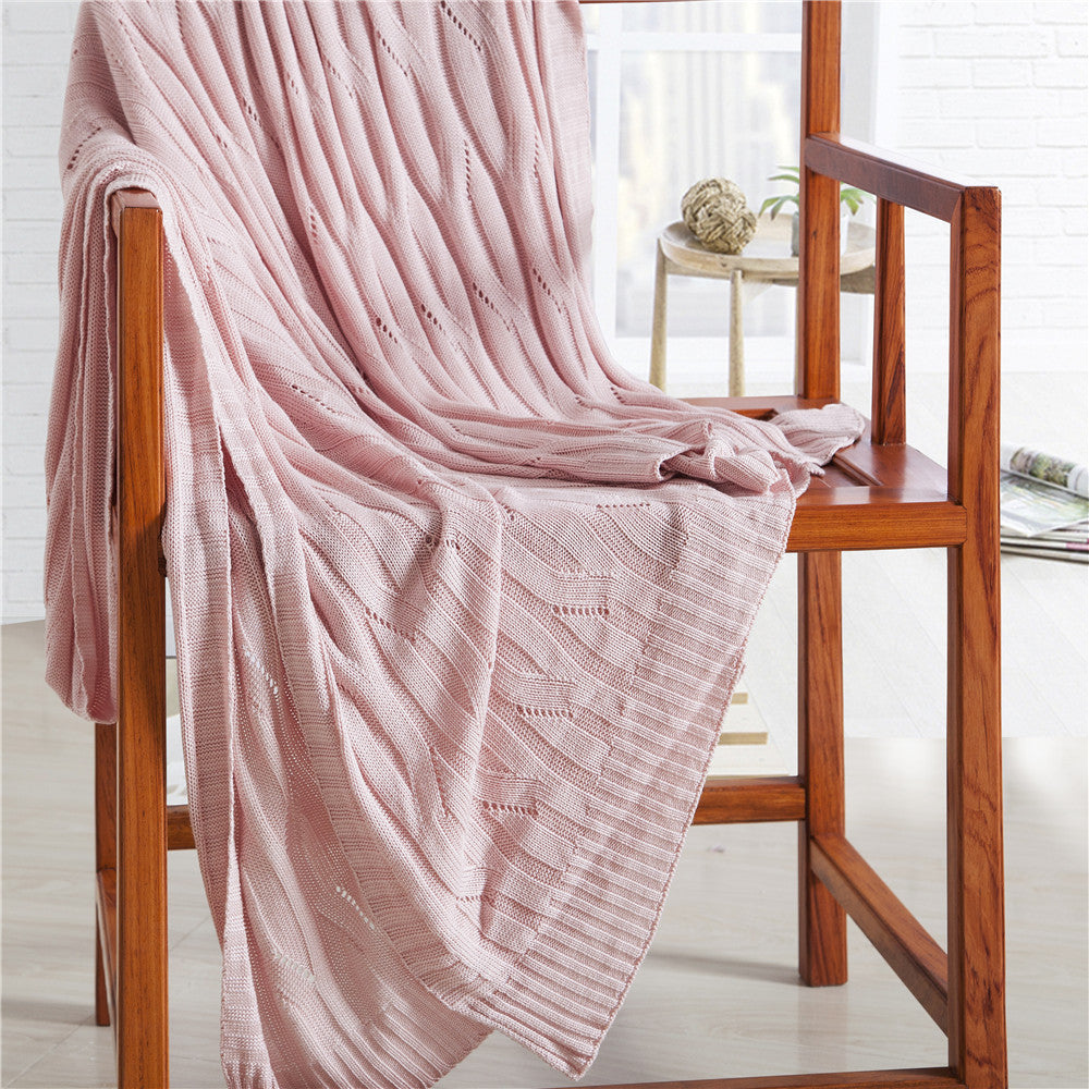 KTX-622867 Bamboo Fiber Knitted Towel Blanket in Striped Design for Summer - Sizes S and M Available