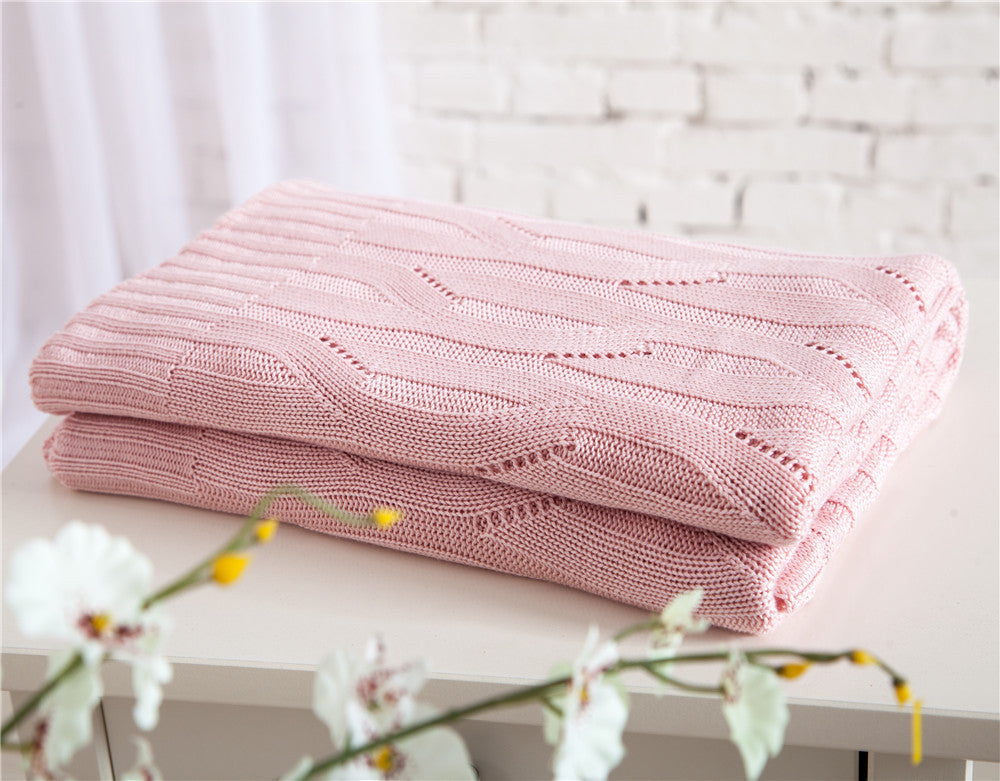KTX-622867 Bamboo Fiber Knitted Towel Blanket in Striped Design for Summer - Sizes S and M Available