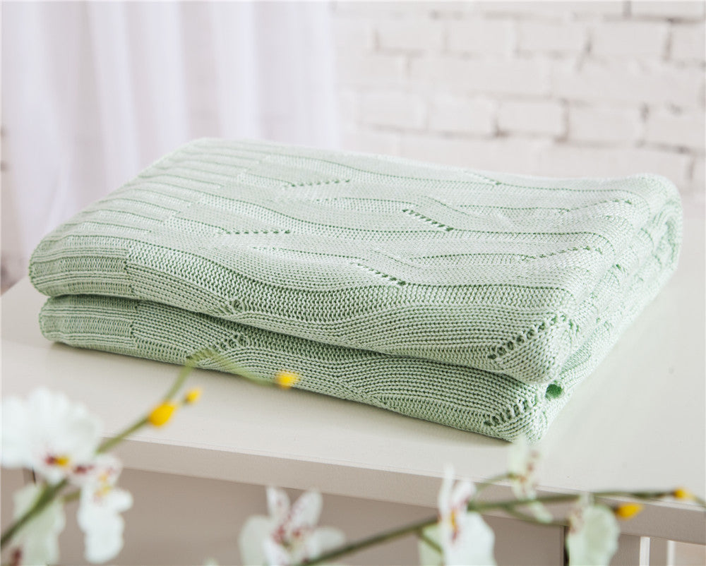 KTX-622867 Bamboo Fiber Knitted Towel Blanket in Striped Design for Summer - Sizes S and M Available