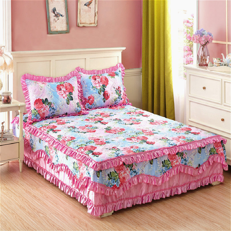 KTX-623379 Cotton Bed Skirt with Floral Pattern – Available in 150x200cm and 180x200cm Sizes