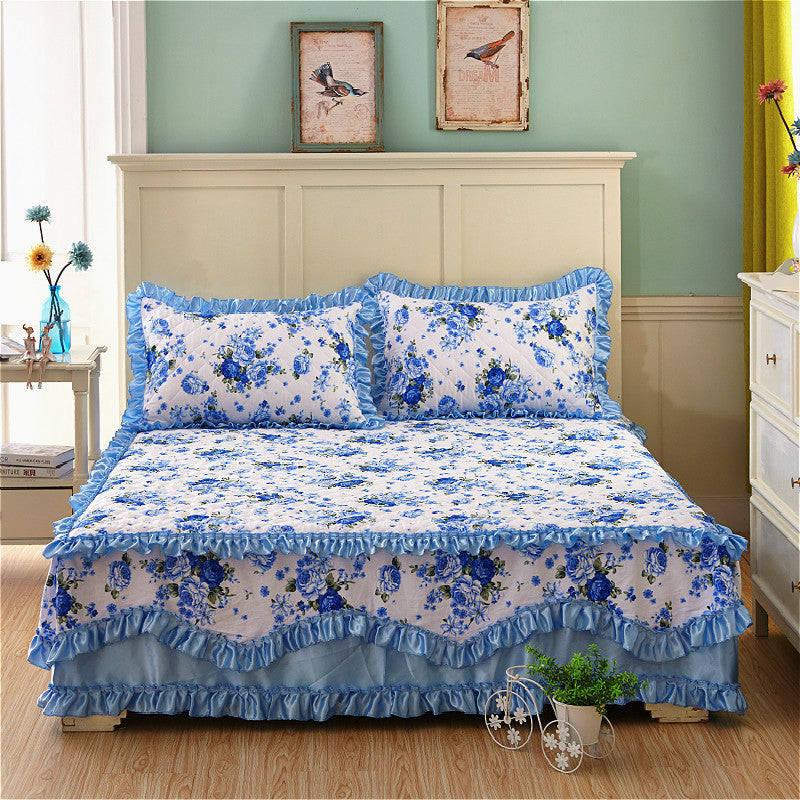 KTX-623379 Cotton Bed Skirt with Floral Pattern – Available in 150x200cm and 180x200cm Sizes