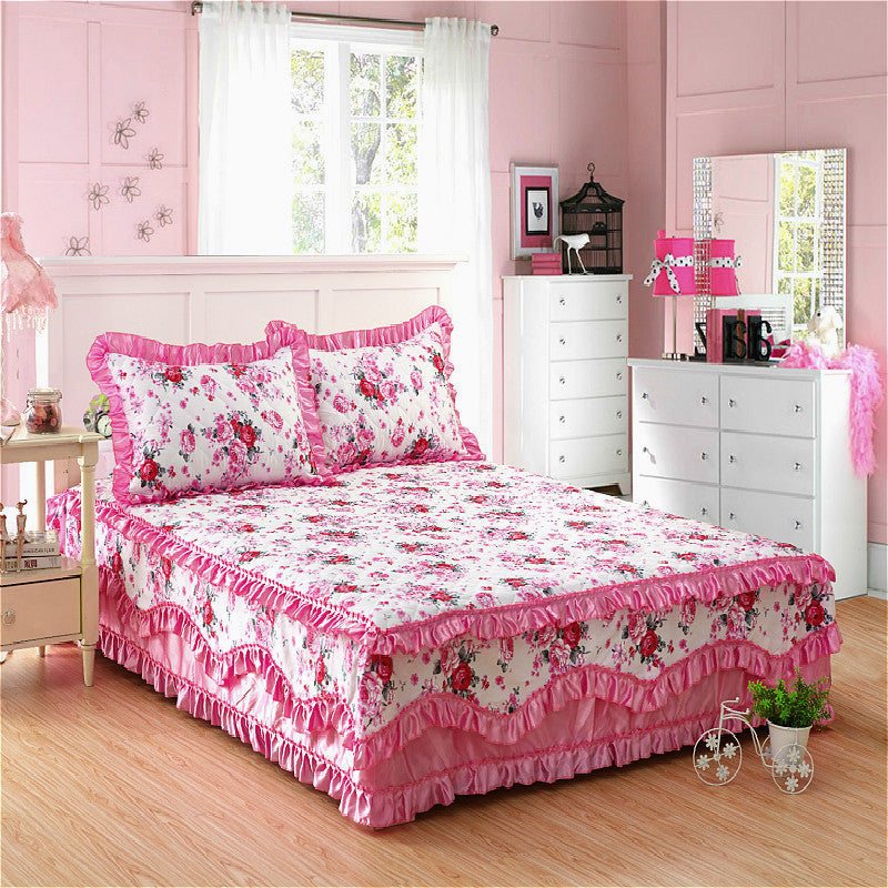 KTX-623379 Cotton Bed Skirt with Floral Pattern – Available in 150x200cm and 180x200cm Sizes