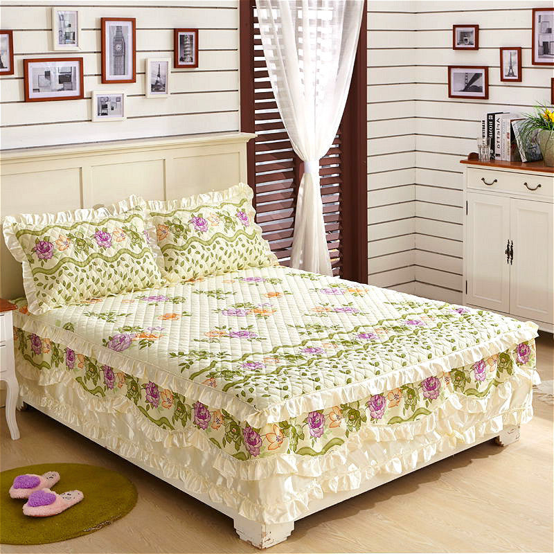 KTX-623379 Cotton Bed Skirt with Floral Pattern – Available in 150x200cm and 180x200cm Sizes