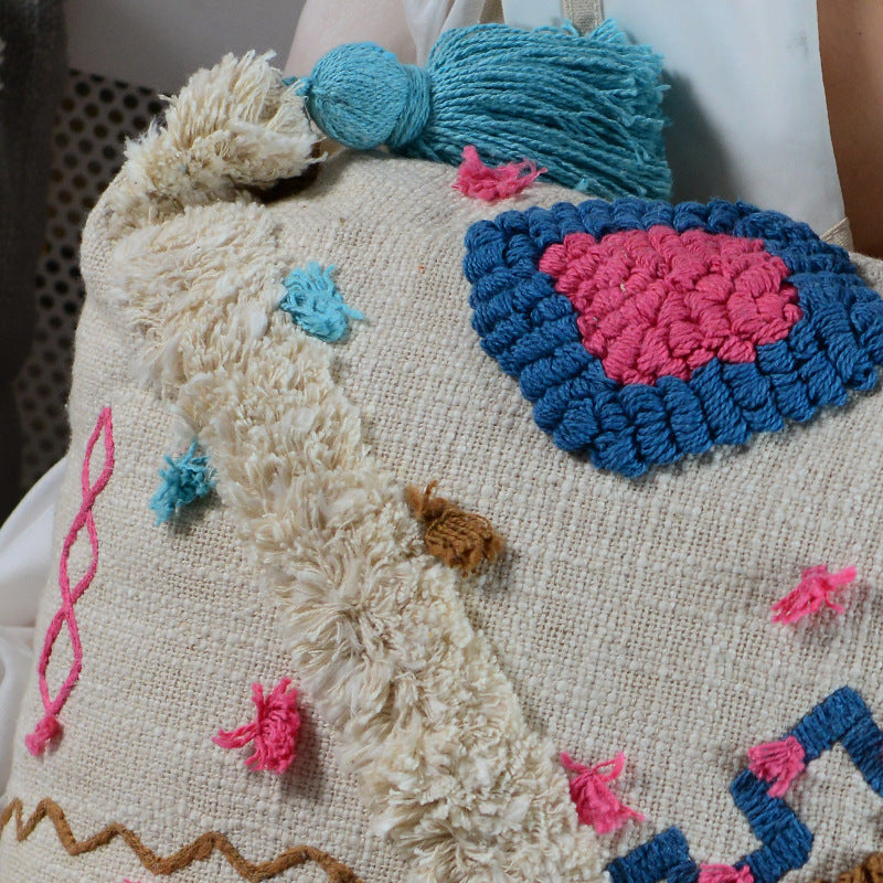 KTX-624531 Cotton Tufted Pillow in Moroccan Style for Living Room and Bedroom, 45x45cm