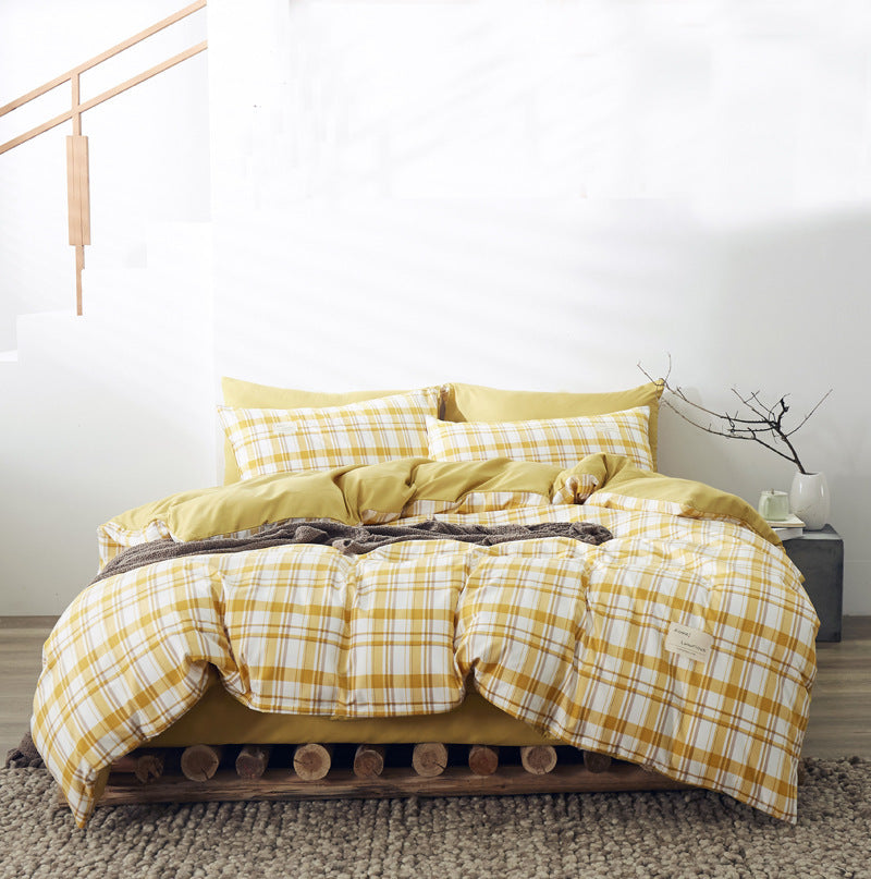 KTX-625683 Cotton Bed Linen Quilt Cover Set - 3-Piece Dormitory Bedding with Geometric Patterns for 1.2m to 2.0m Beds