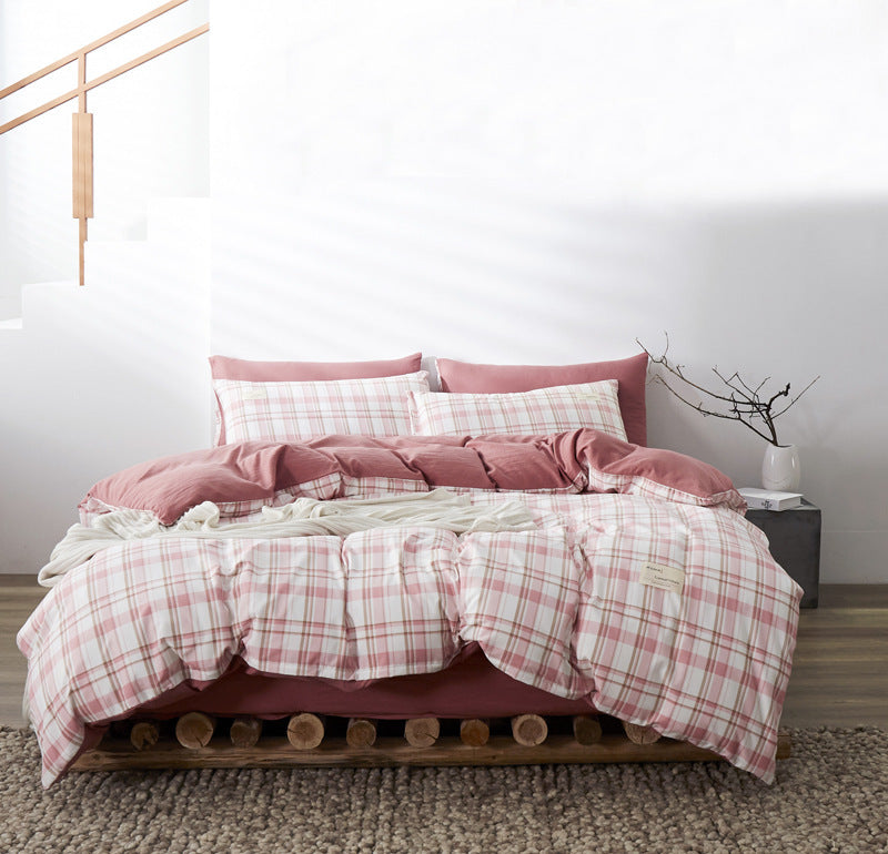 KTX-625683 Cotton Bed Linen Quilt Cover Set - 3-Piece Dormitory Bedding with Geometric Patterns for 1.2m to 2.0m Beds